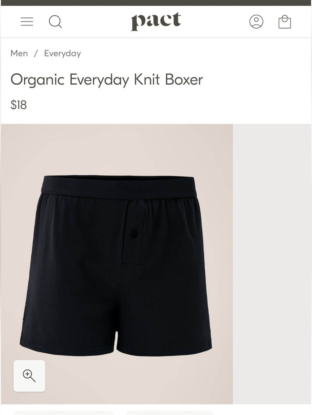 Pact Men's Organic Knit Boxer - Black